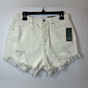 Wild Fable Highest Rise Distressed White Denim Shorts Size 10 Frayed NWT